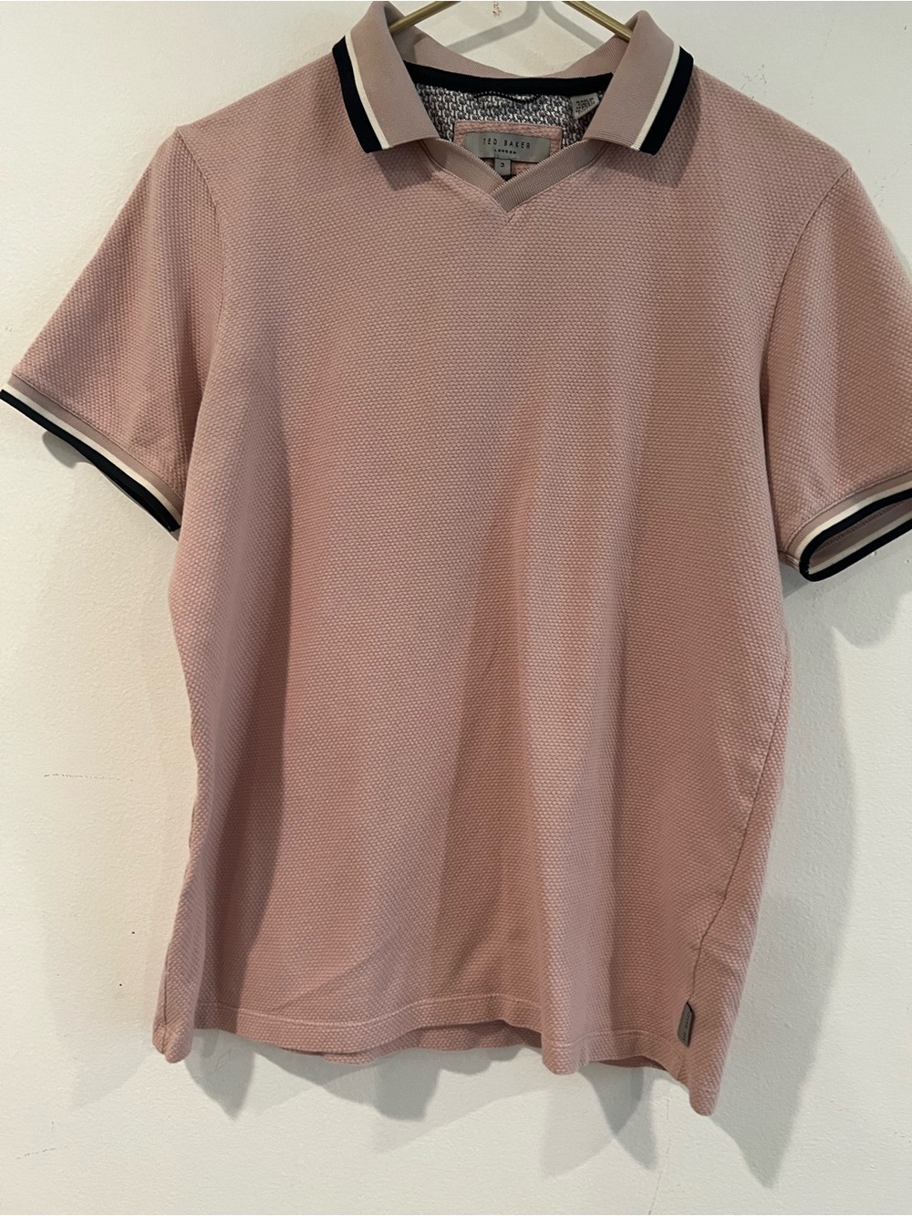Ted Baker Men’s Pink Textured Polo Shirt 3  / S